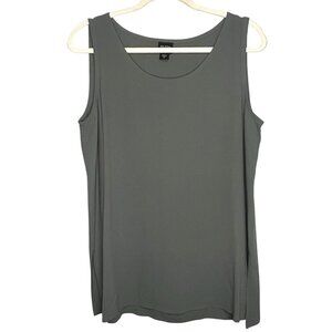 Eileen Fisher 100% Silk Sleeveless Tank Top Size‎ Medium Green Grey Office Light